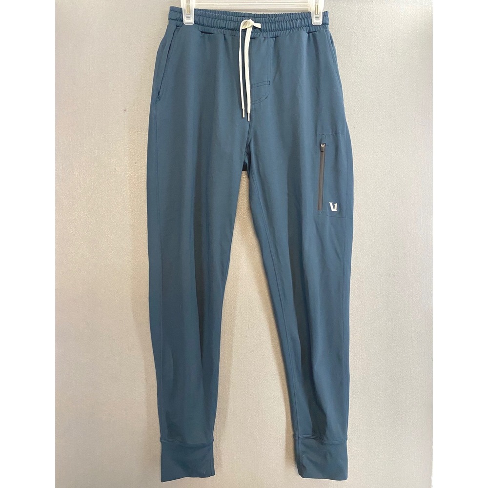 Vuori Mens S Performance Joggers Blue Elastic Waist Zip Pockets Tapered Pants